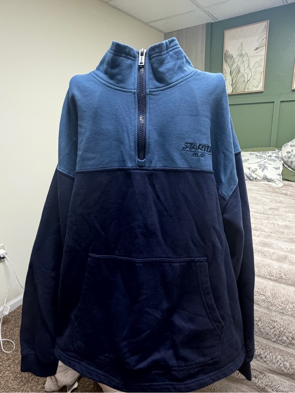 STARTER Blue Two-Tone Half-Zip Fleece Pullover